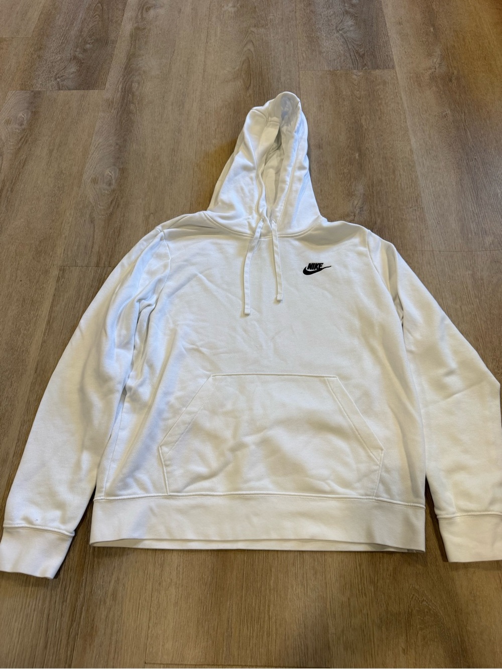 Nike White Hoodie with Black Swoosh Logo